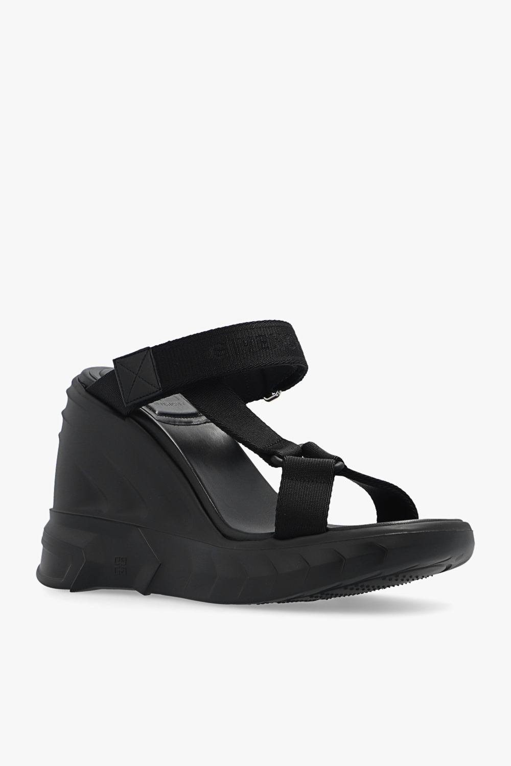 靴 GIVENCHY ball wedge sandal BLACK 37 GIVENCHY Black Ankle Strap Wedge Sandals, sz 37.5 | eBay